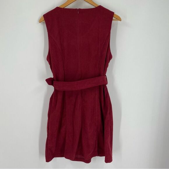Kancy Kole Women’s V Neck Sleeveless Corduroy Burgundy Mini Dress size M - Picture 4 of 4
